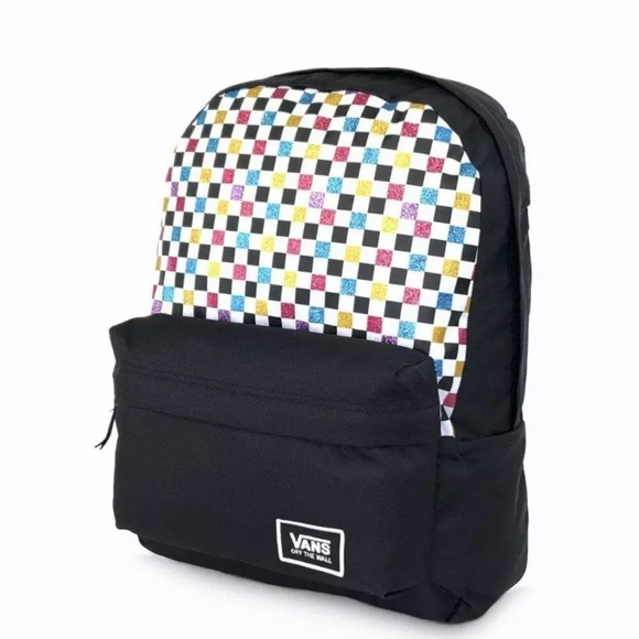 vans glitter check backpack
